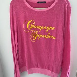 WILDFOX CHAMPAGNE SUPERHERO PINK SWEATSHIRT